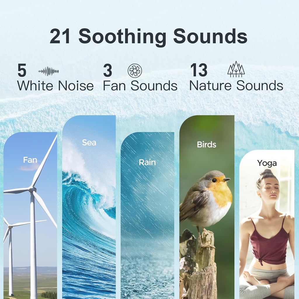 ANJANK White Noise Sound Machine Alarm Clock with Hi-Fi Bluetooth Speaker, 21 Soothing Sounds/7 Night Lights, 0-100% Dimmer/Sleep…