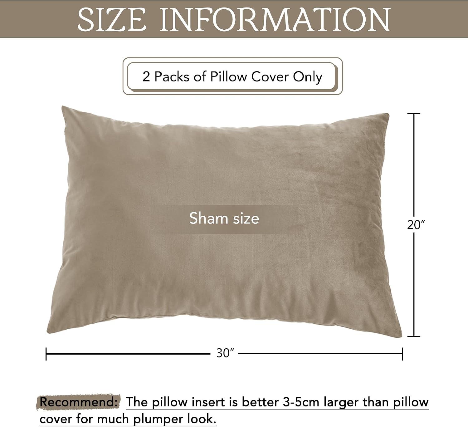StangH Soft Velvet Pillowcase Bed Pillow Cover for Hair and Skin, Queen Size (Camel Beige, 20 x 30 inches) Set of 2, Luxury Warm Pillow Cov…