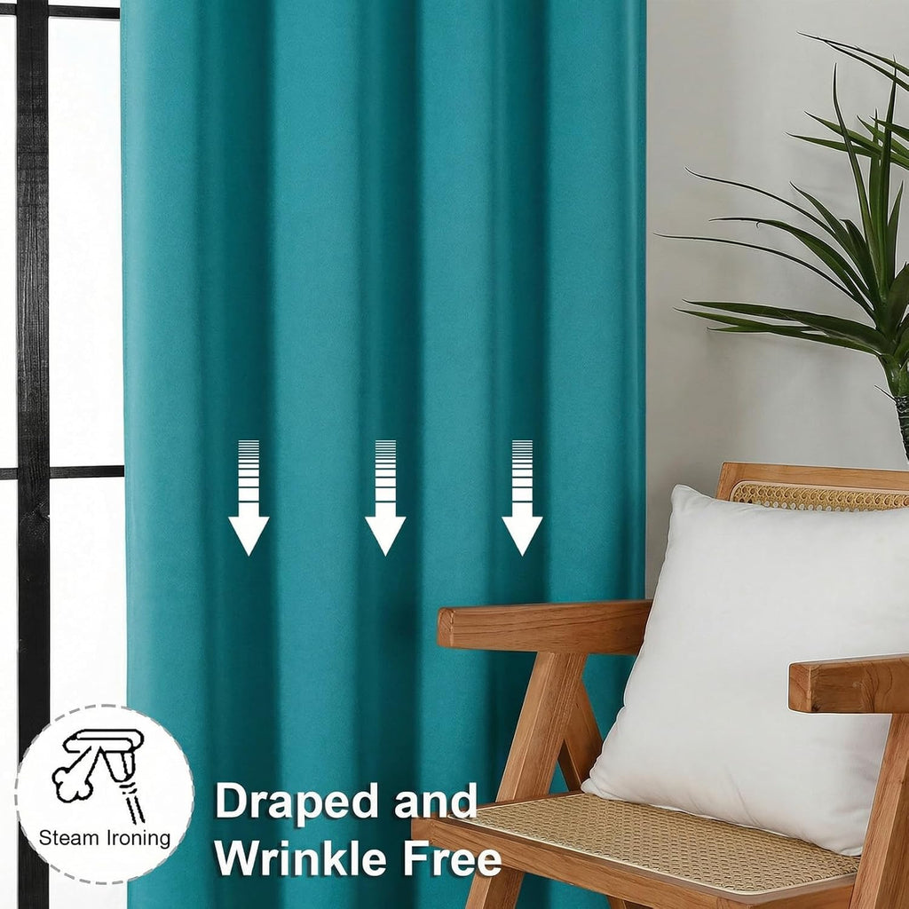 Simplebrand Ava Teal Blackout Curtains for Bedroom 84 Inch Length 2 Panels Set, Solid Thermal Insulated Privacy Nursery Window Treatment Cu…