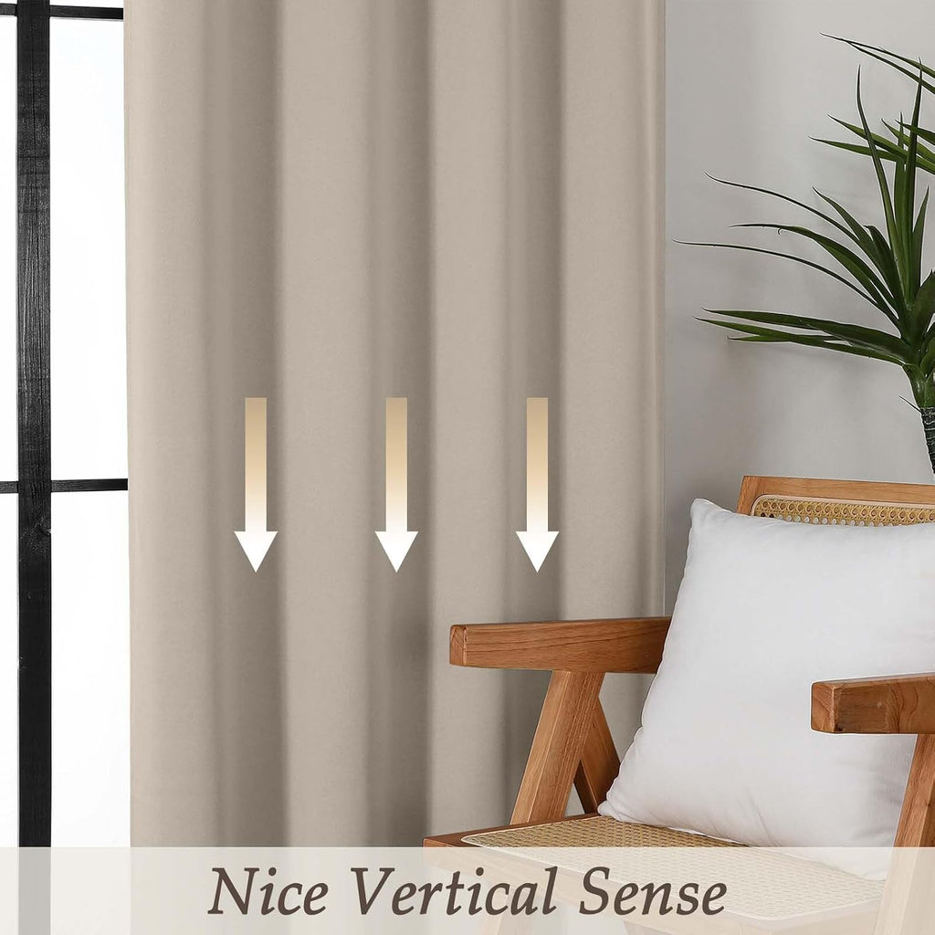Gwine Stone Blackout Curtains for Bedroom 84 inches Long 2 Panels Set, Solid Noise Reducing Thermal Insulated Blackout Curtains for…