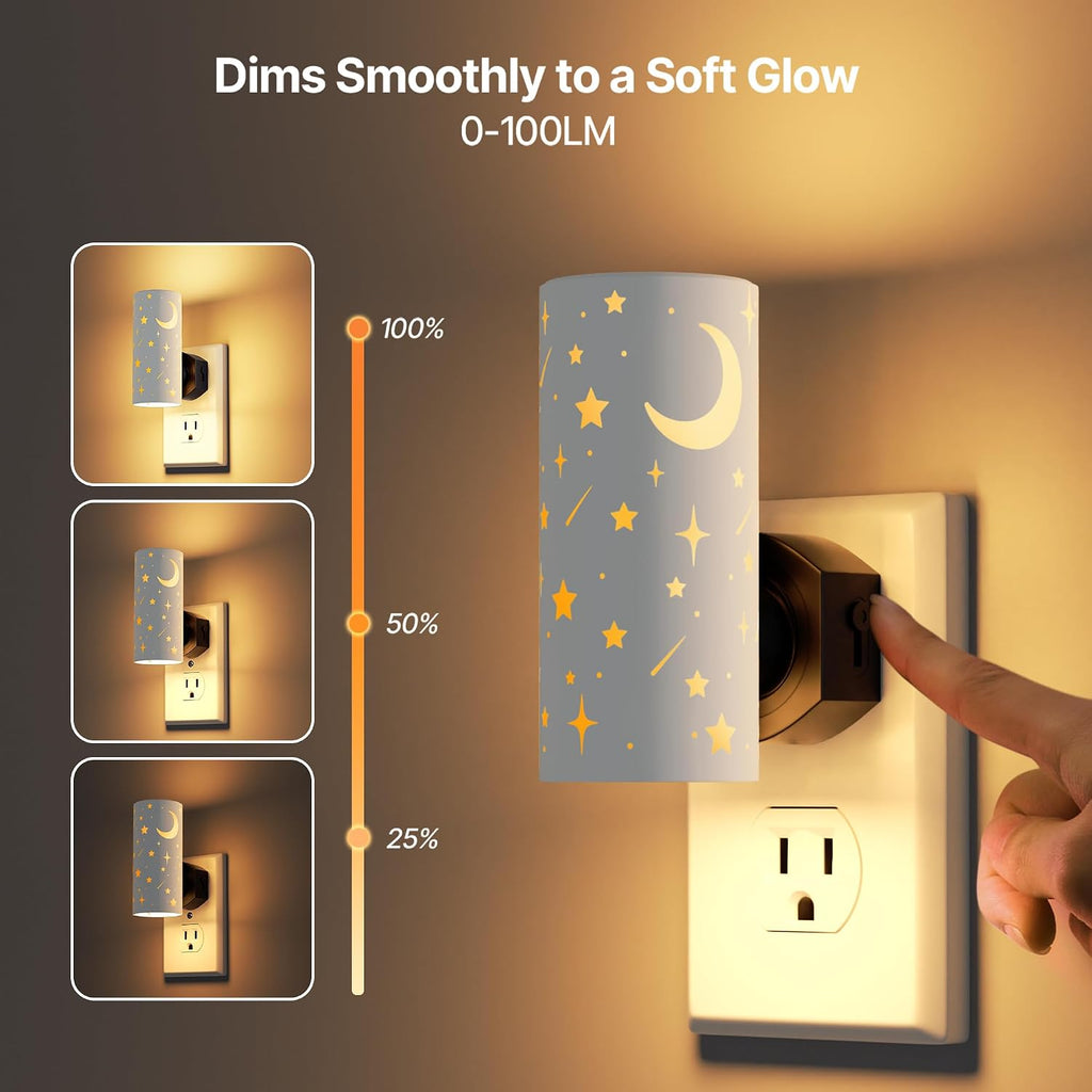 LED Night Lights Plug into Wall, 2-Pack 3000K Bright Plug in Nightlights, Dusk-to-Dawn Sensor, Dimmable 0-100LM, Auto-On/Off, Home Decor…