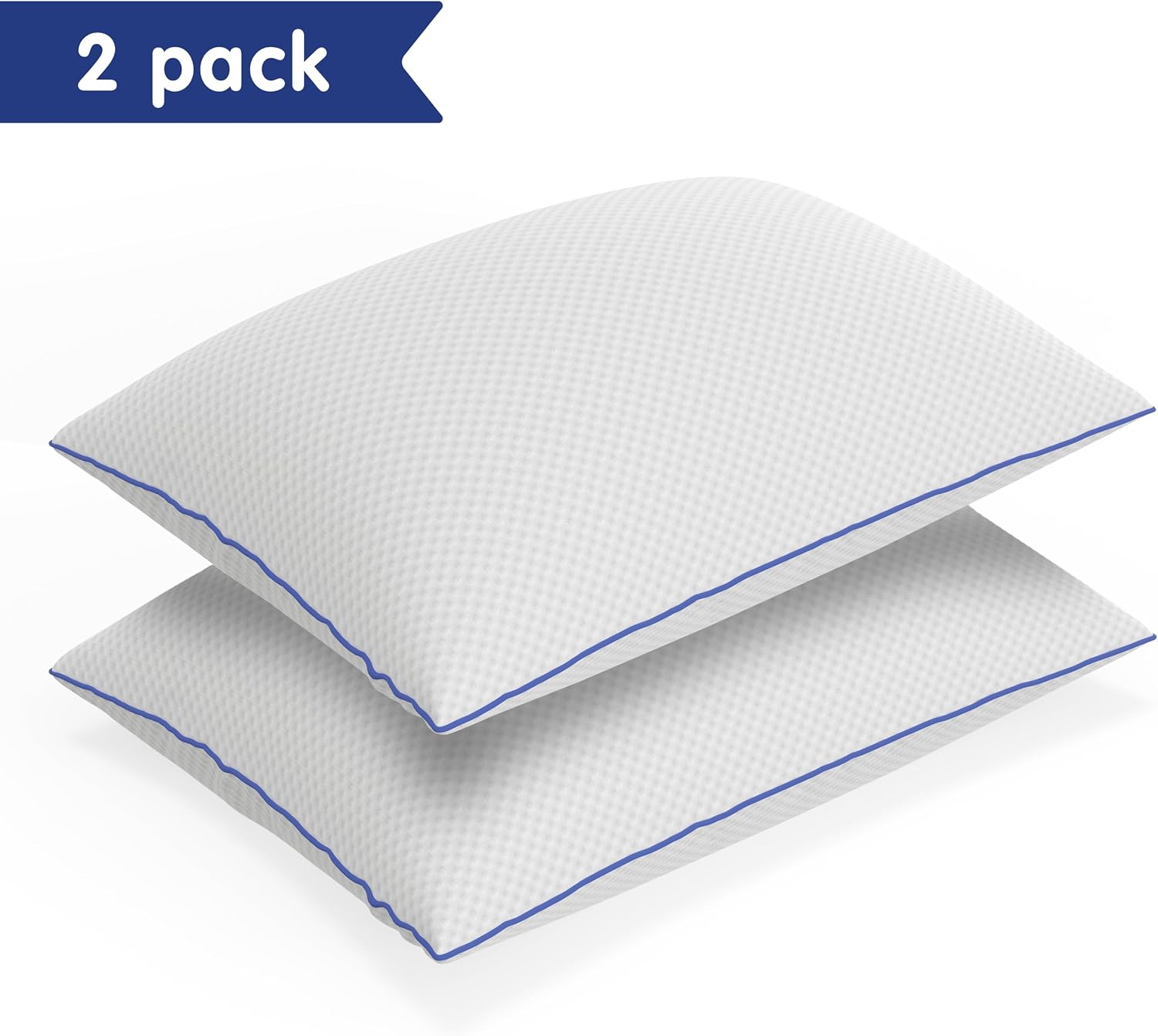 Vibe Cooling Gel-Infused Shredded Memory Foam Pillow, 2 Pack, Oversized (15” x 27”)