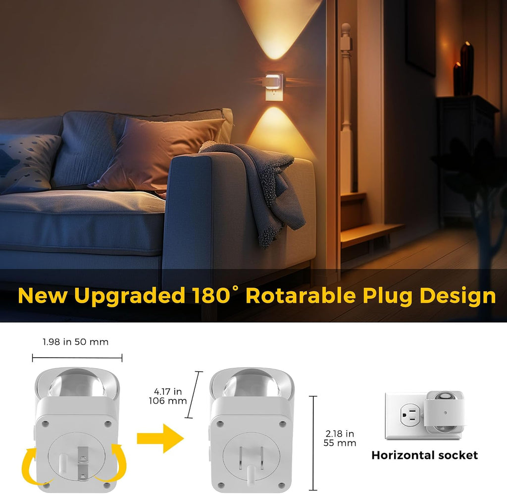 L LOHAS LED Night Lights Plug into Wall, Night Light Projector, Dusk to Dawn Sensor, Rotating White Nightlight for Kids, Soft White…