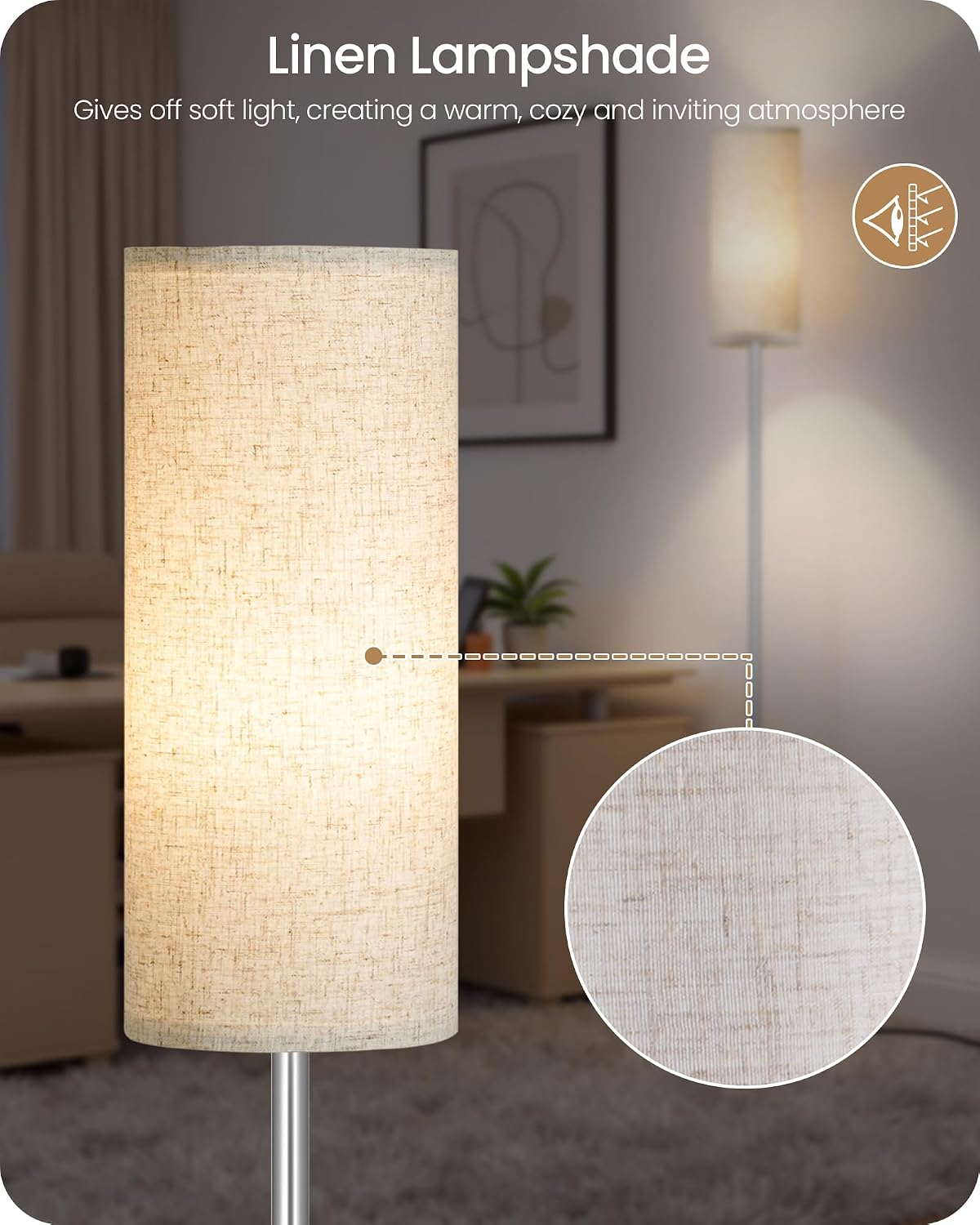 Dimmable Floor Lamps for Living Room with Remote and Foot Switch, 64.4” Modern Standing Tall Lamp, Corner Lamp for Bedroom, Office, Bulb…
