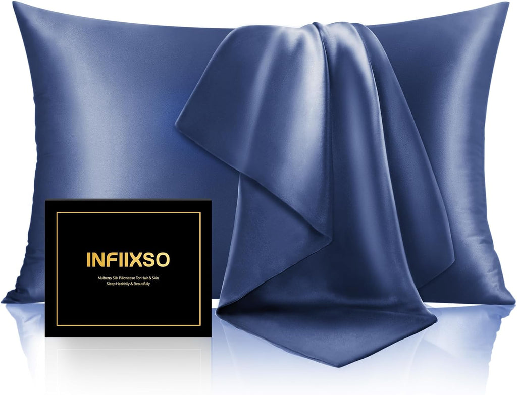 Infiixso Mulberry Silk Pillowcase for Hair and Skin, Silk Pillow Cases Queen Size with Hidden Zipper 20x30 Inches, Extraordinary Smooth and…