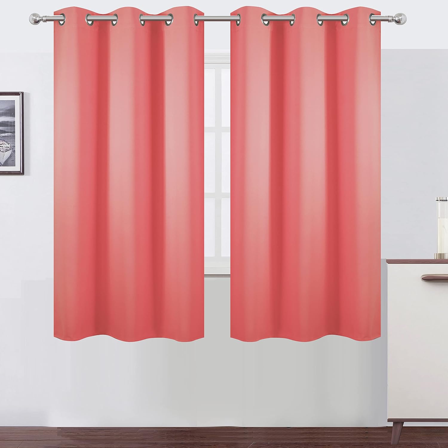 Lemomo Coral Blackout Curtains 38 x 63 Inch Length/Set of 2 Curtain Panels/Thermal Insulated Room Darkening Blackout Curtains for Bedroom 6…