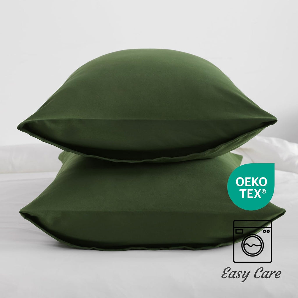 Ntbay King Pillow Cases Set of 2, 2 Pack Brushed Microfiber 20x36 Pillow Cases, Soft, Wrinkle, Fade, Stain Resistant Olive Green Pillow Cas…