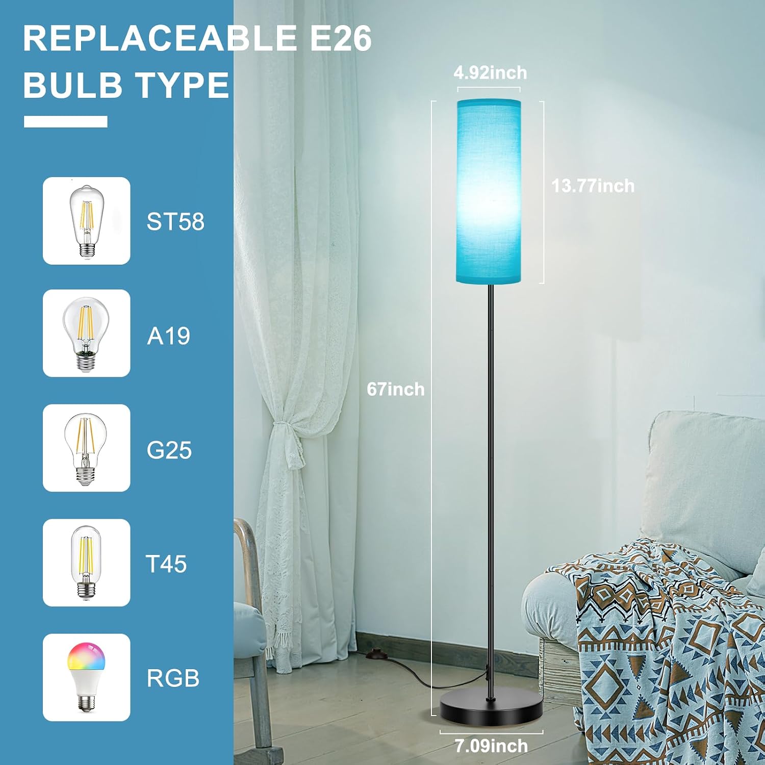 FRIDEKO HOME Floor Lamp, Color Changing Ambient Lighting for Living Room Bedroom, Standing Lamp with App & Remote, Tall Corner Lamp for…