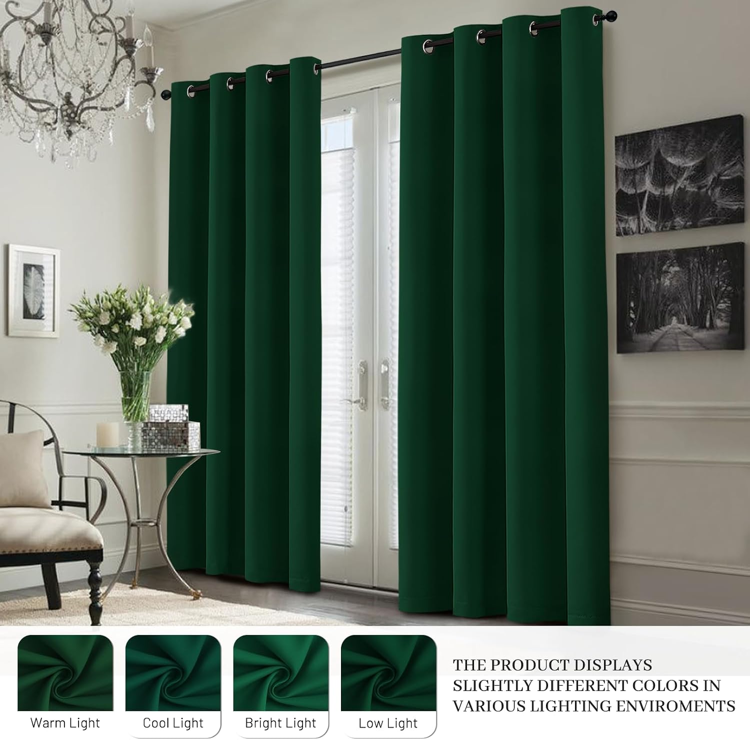 Yakamok 100% Blackout Curtain Panels 63 inches Cold and Light Blocking Drapes for Nursery, 2 Thick Layers Thermal Insulated Draperies (2 Pi…