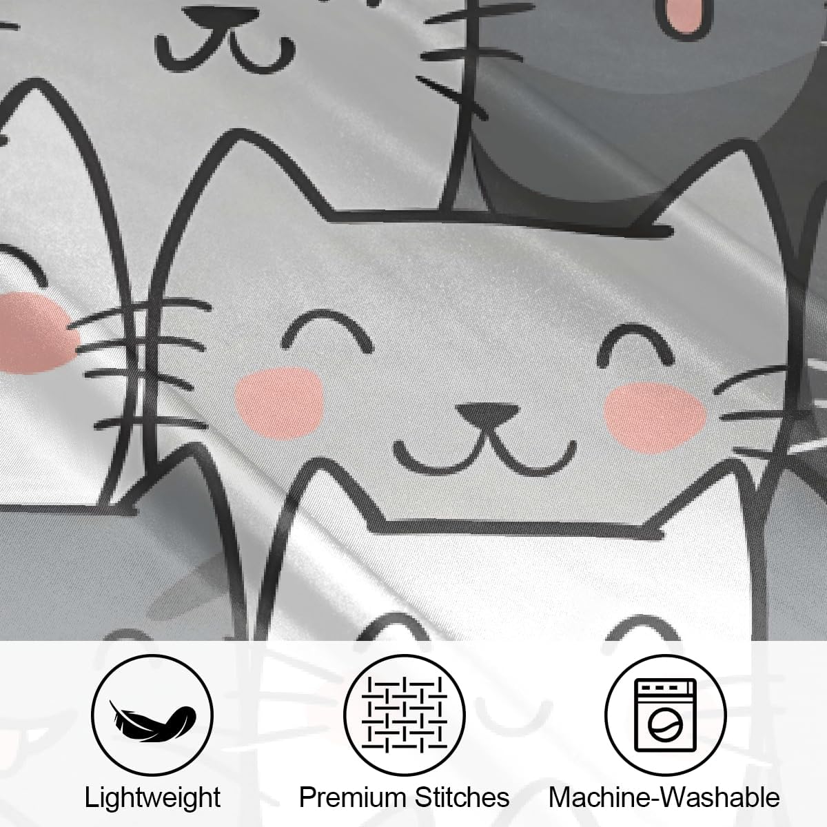 Satin Pillowcase for Hair and Skin Cute Cat Kitten Soft Silk Pillow Case with Envelope Closure Cooling Pillow Cases Slip Standard Size…