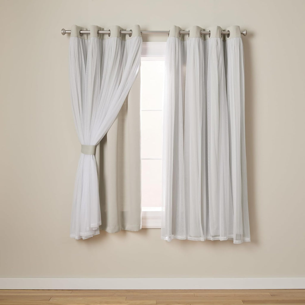 TOWN & COUNTRY LUXE Talia Double Layer Indoor Curtains, Sheer and Room Darkening Blackout, Grommet Top, Energy Efficient, 2-Pack Set…