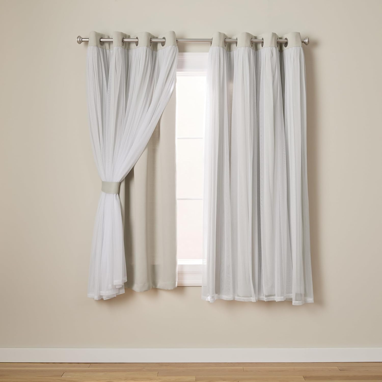 TOWN & COUNTRY LUXE Talia Double Layer Indoor Curtains, Sheer and Room Darkening Blackout, Grommet Top, Energy Efficient, 2-Pack Set…