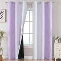 Estelartextiler Estelar Textiler Lilac and Greyish White Room Darkening Blackout Curtains 84 Inches Long for Living Room, Thermal Insulated…