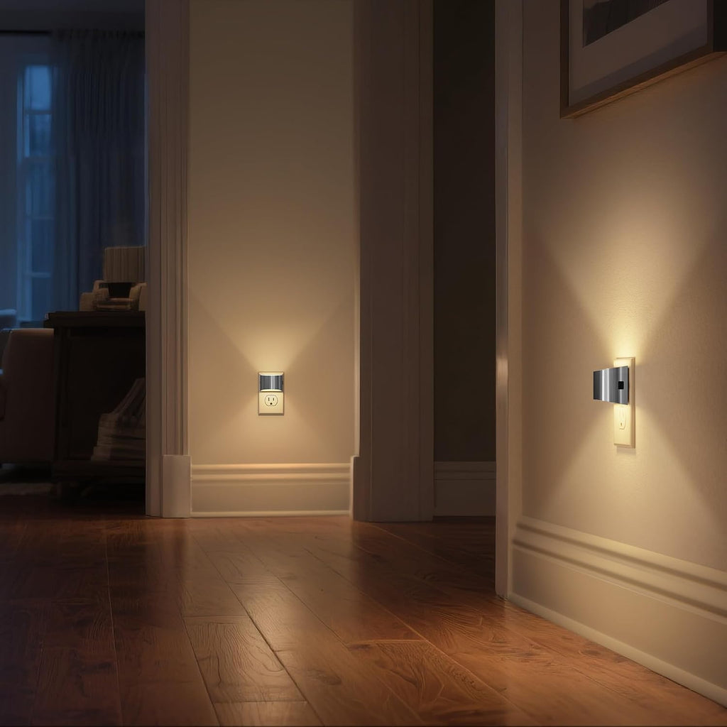 DORESshop LED Night Light[2 Pack], Night Lights Plug into Wall, 3 Level Brightness Adjustable Plug in Night Light, Dusk to Dawn Sensor…