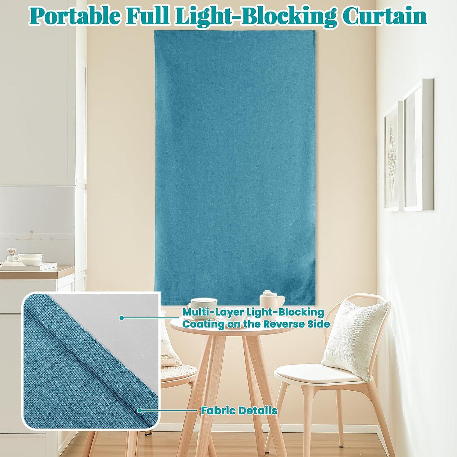 100% Blackout Magic Tape Stick On Curtains Window Shades Pull Down Blackout Window Cover No Drillng Self Adhesive Curtains No Rod Small…