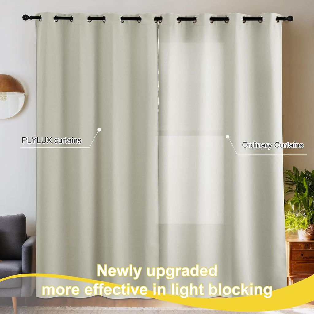 NICETOWN Farmhouse Blackout Curtains 84 Inch Length for Living Room, Grommet Thermal Insulated Window Treatment Drapes for Bedroom, Light…