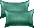 Elegantcomfort Elegant Comfort 2-Pack King Size Silky Smooth Viscose Satin Pillowcase Set with Hidden Zipper Closure, Hunter Green Green