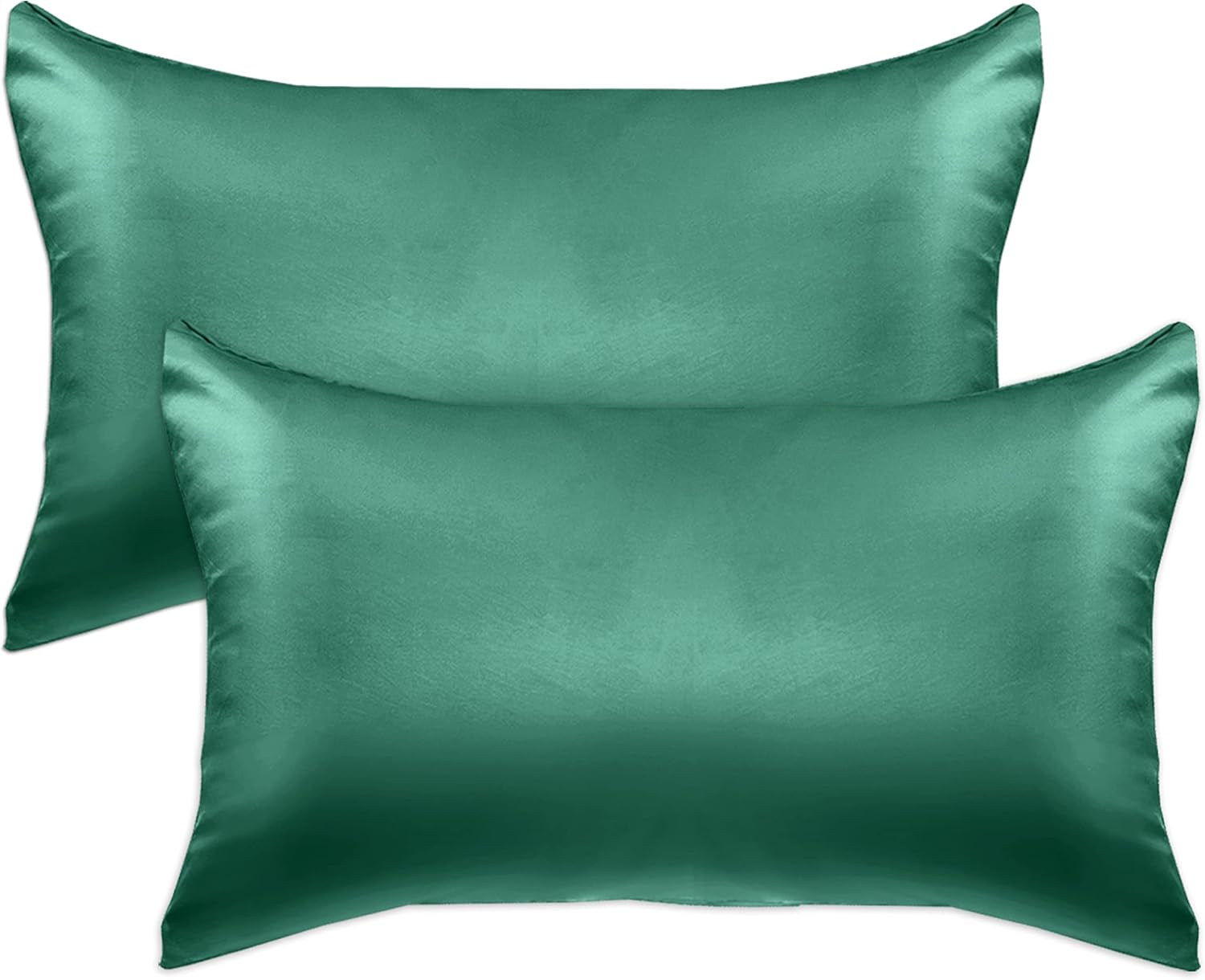 Elegantcomfort Elegant Comfort 2-Pack King Size Silky Smooth Viscose Satin Pillowcase Set with Hidden Zipper Closure, Hunter Green Green