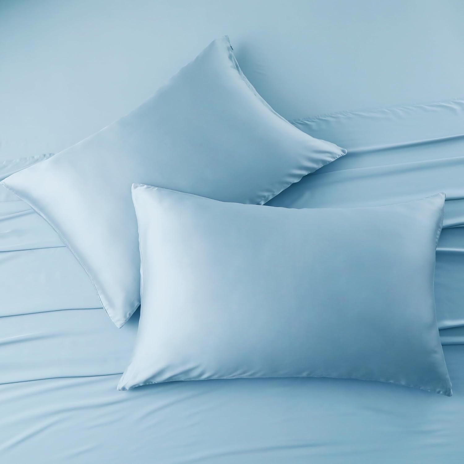 ShunjieHome 2 Pack Cooling Pillow Cases, Viscose Derived from Bamboo Pillow Protectors King Size Set of 2, 400 Thread Count Soft Silky Breat…