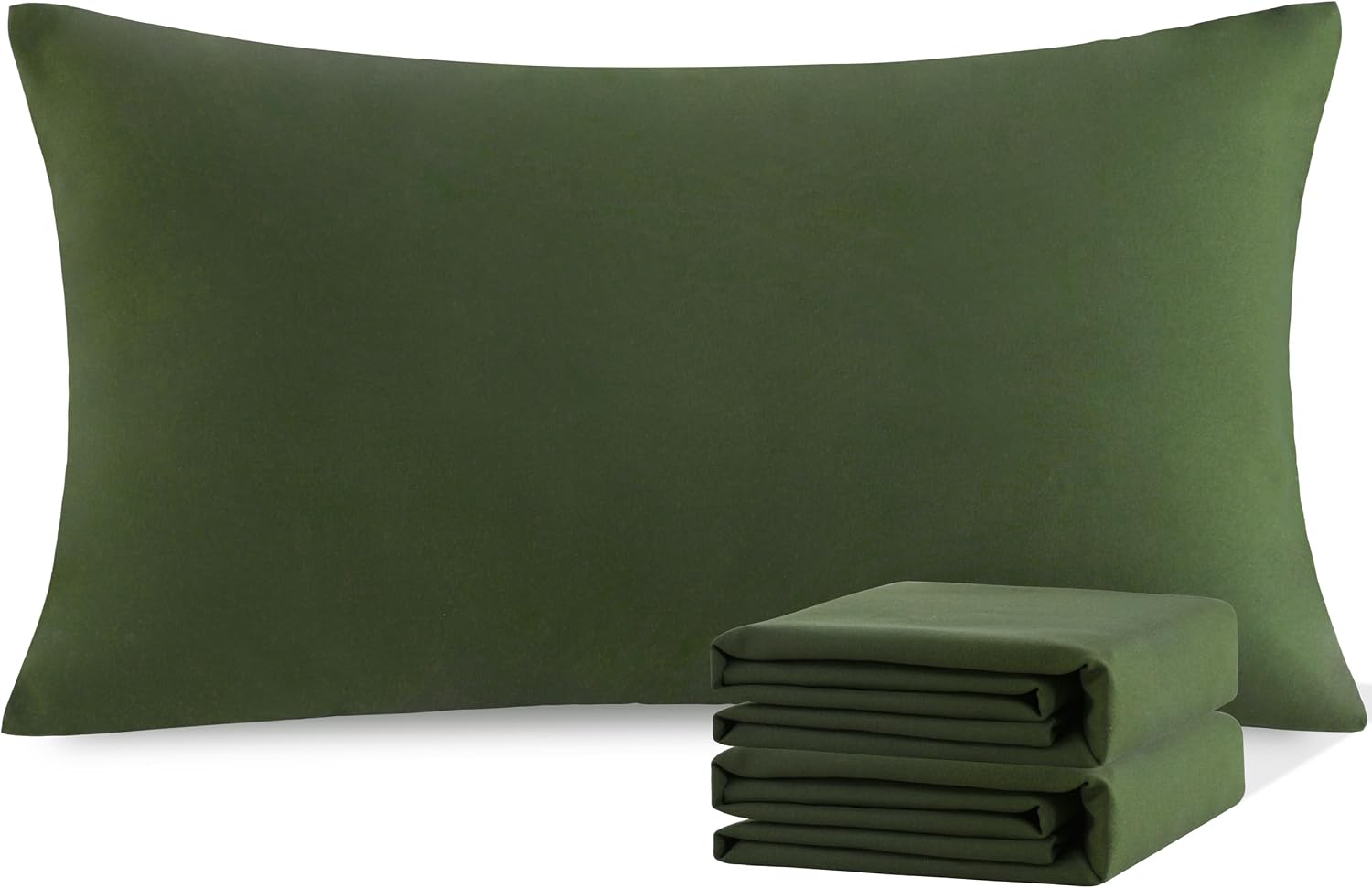 Ntbay King Pillowcase Set - 2 Pack Brushed Microfiber 20x40 Pillowcases - Soft, Wrinkle-Free, Fade-Resistant, Stain-Resistant, Olive Green…