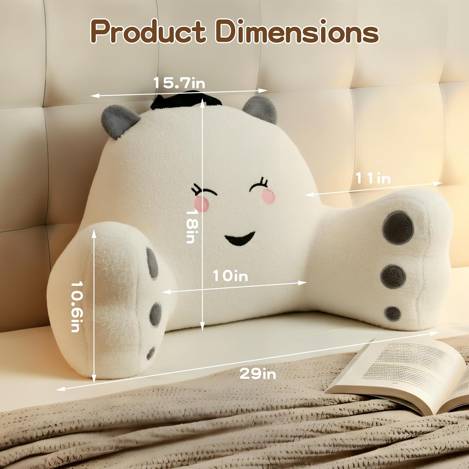 Ajicong Reading Pillow for Sitting in Bed Couch Teens/Adult, Back Rest Pillow for Sitting Up in Bed with Shredded Memory Foam, Includes Arm…
