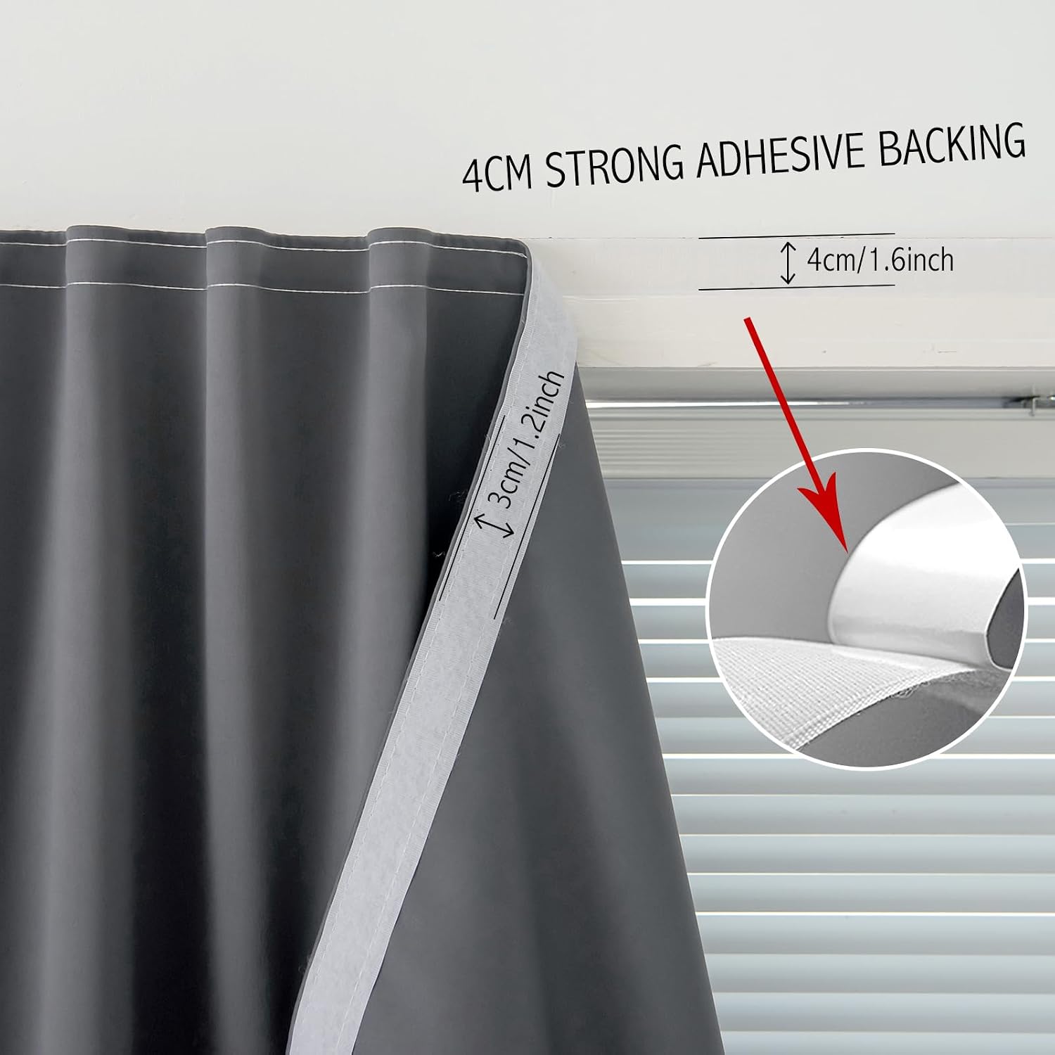 Magic Tape Stick On Curtains Window Shades Pull Down Blackout Window Cover Blackout Curtains for Bedroom No Drillng Self Adhesive…