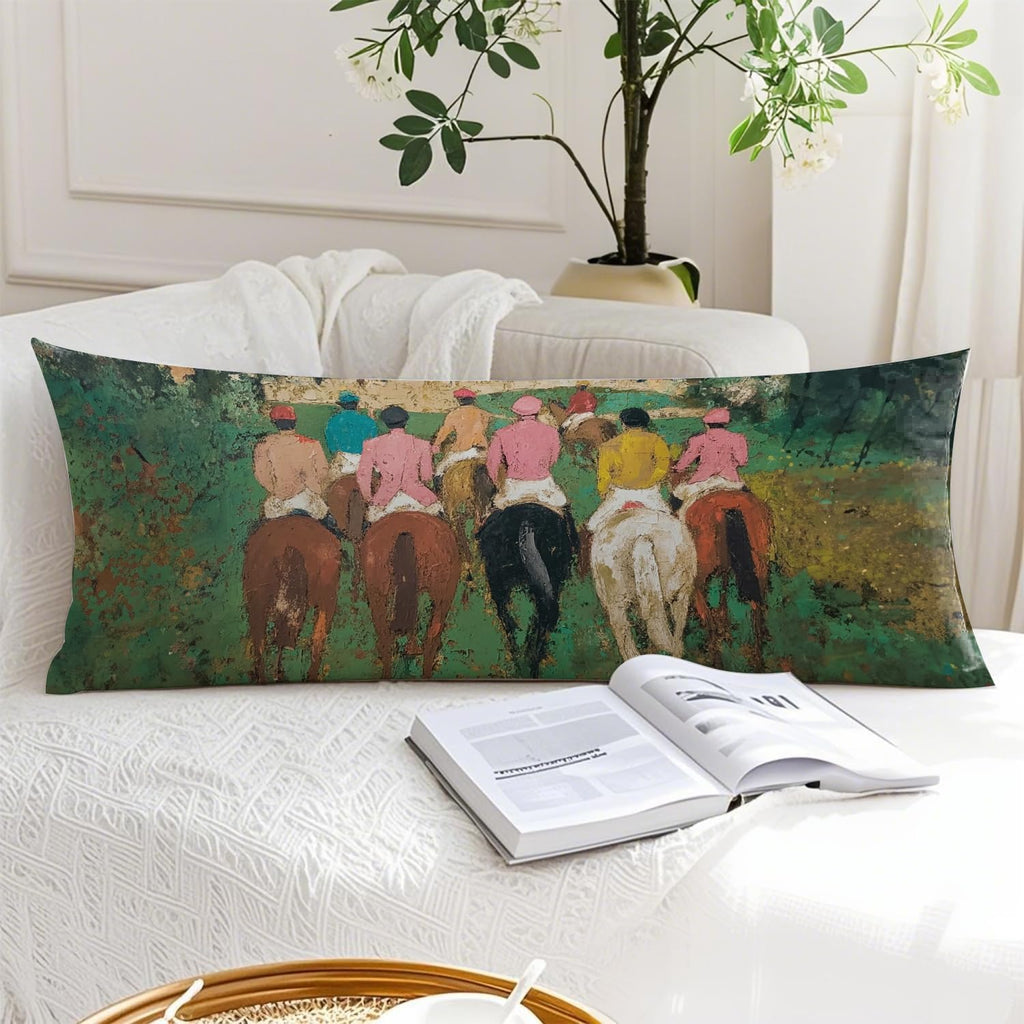 Horse Racing Equestrian 20x54 Body Pillow Cover, Abstract Modern Horse Rider Decorative Long Body Pillow Cases for Bed Couch