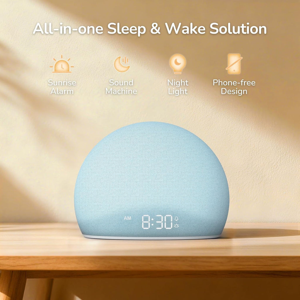 HOUSBAY Sunrise Alarm Clock, White Noise Sound Machine for Bedroom | Natural Wake-Up Light with Gentle Alarm Sounds, 20 Soothing Sleep…