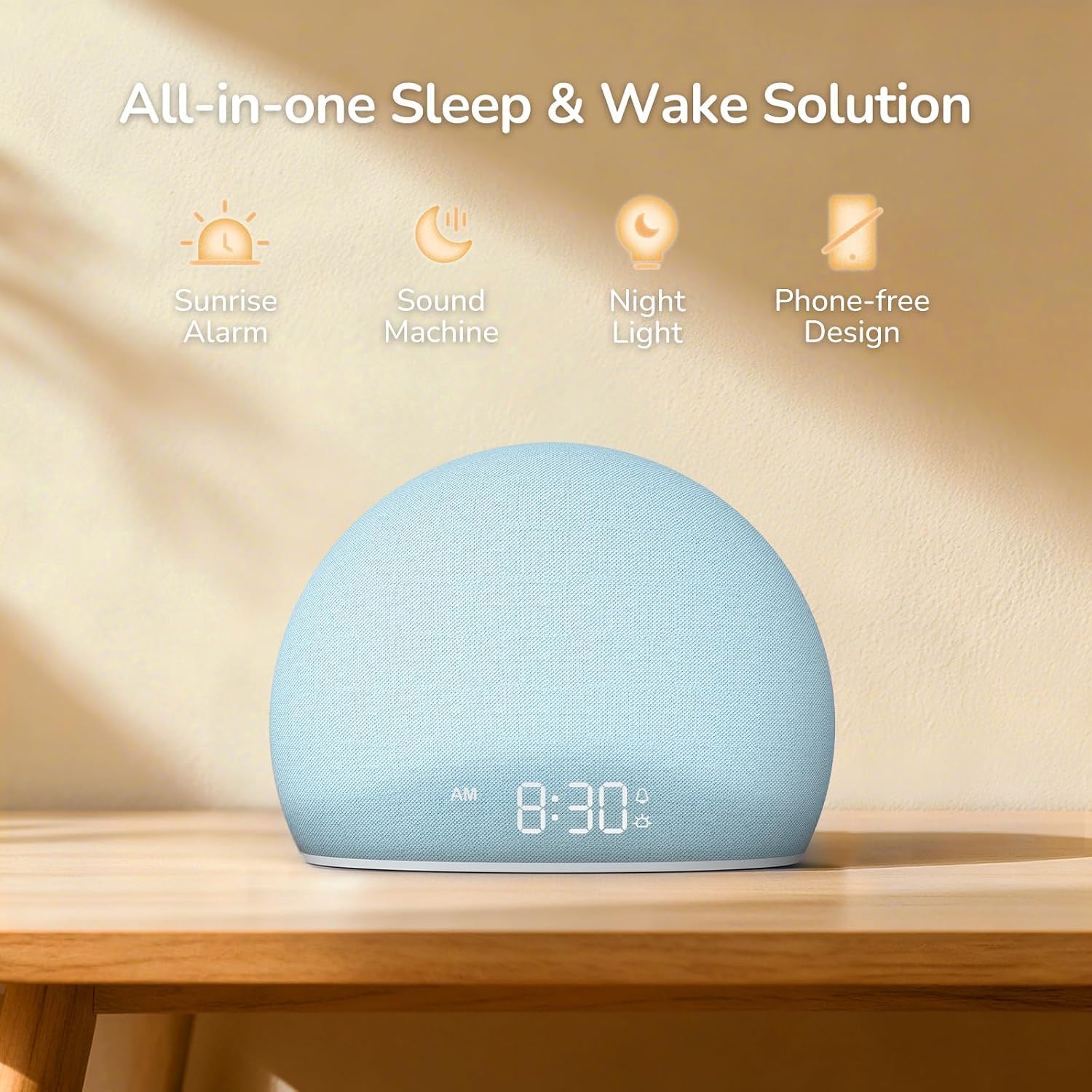 HOUSBAY Sunrise Alarm Clock, White Noise Sound Machine for Bedroom | Natural Wake-Up Light with Gentle Alarm Sounds, 20 Soothing Sleep…