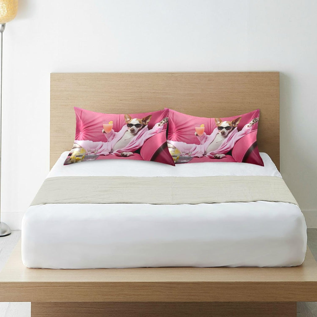 YETTASBIN Relaxing Dog Satin Pillowcase, Soft Breathable Silk Pillow Case with Envelope Closure for Hair and Skin, Queen Size 30 x 20 Inch