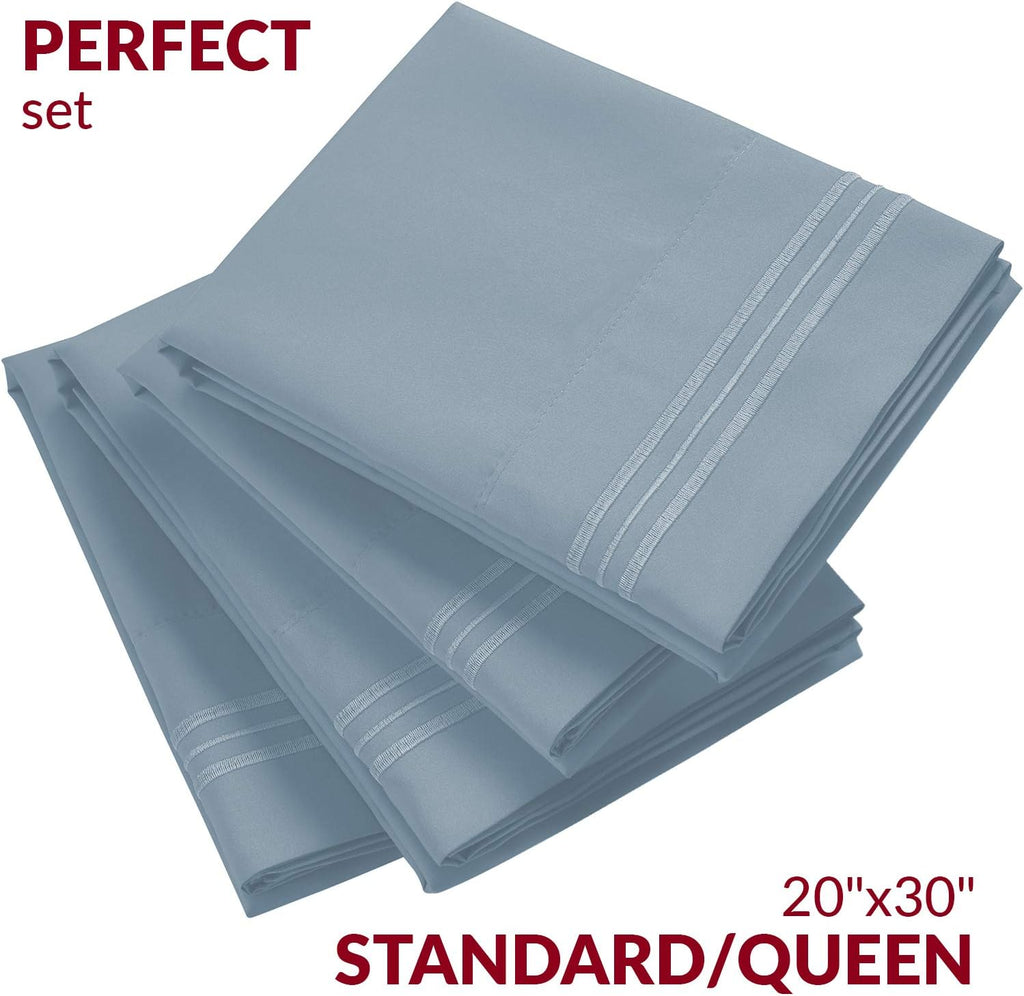 Mellanni Pillow Cases Set - 4 PC Iconic Collection Pillowcases - Hotel Luxury, Extra Soft, Cooling Pillow Covers - Wrinkle, Fade, Stain Res…