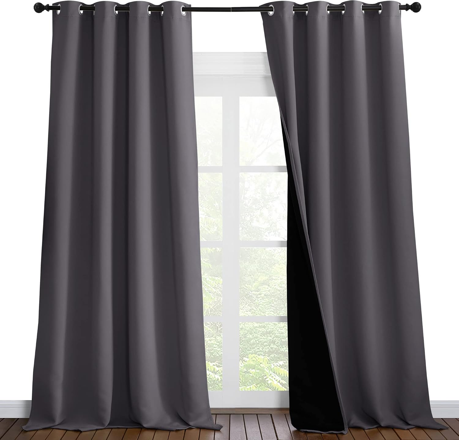 Nicetown 100% Blackout Blinds, Laundry Room Decor Window Treatment Curtains for Large Patio Sliding Door, Thermal Insulated Grey Curtains f…