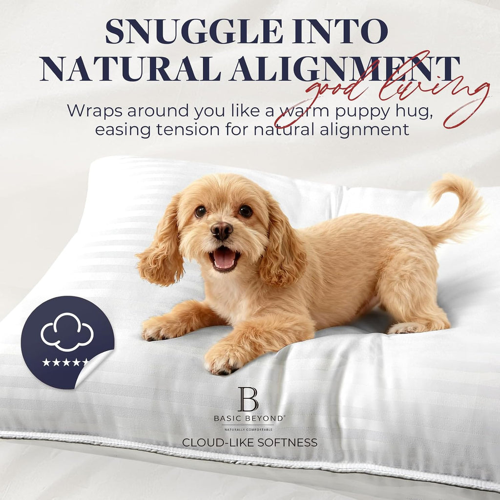 Basic Beyond Queen Size Pillows Set of 2 - Soft 20 x 28 Inches Down Alternative Pillows Queen Size Set of 2 for Back, Stomach or Side…