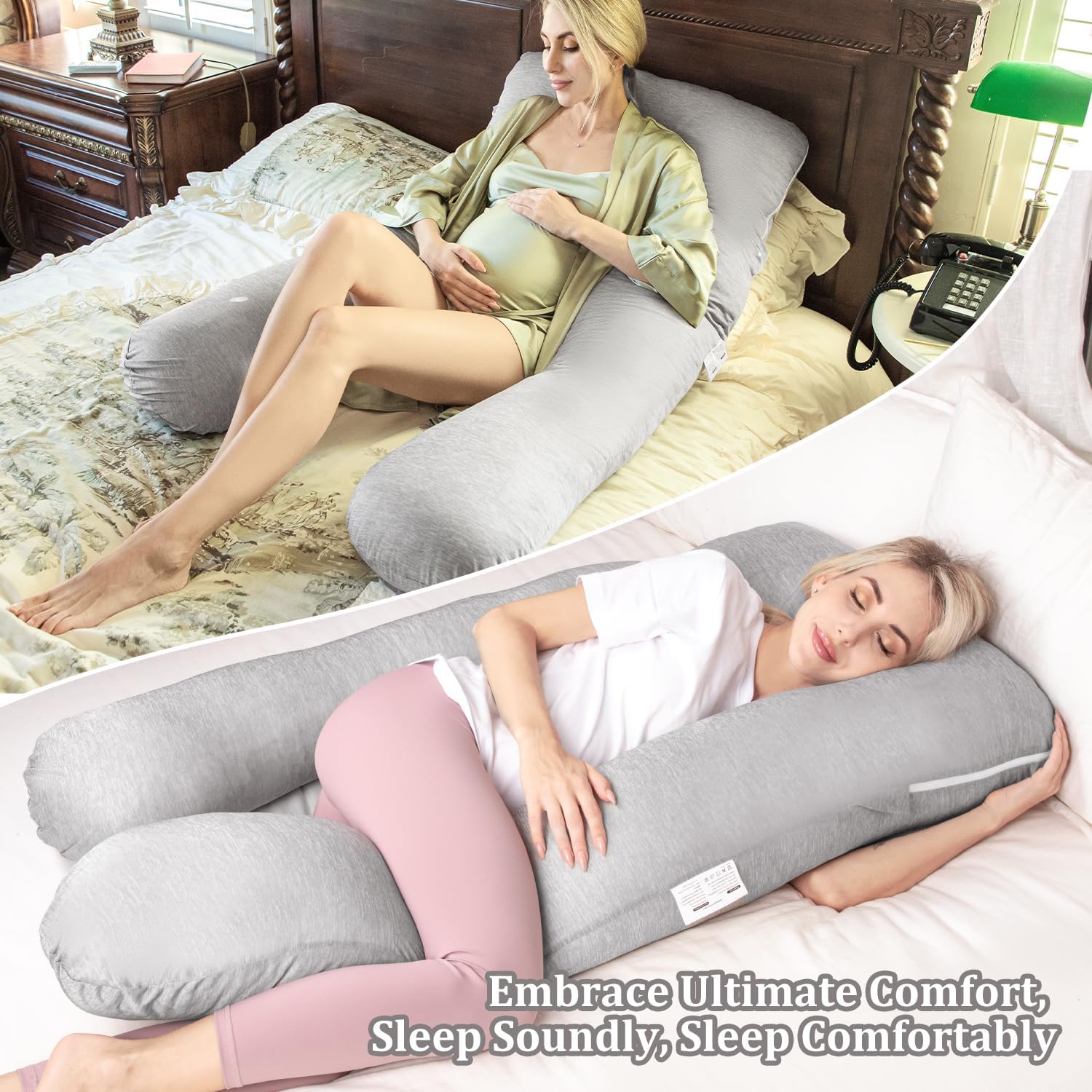 Chilling Home Pregnancy Pillow, 55in Pregnancy Pillows for Sleeping, U Shape Body Pillows for Adults, Maternity Pillow for Pregnant…