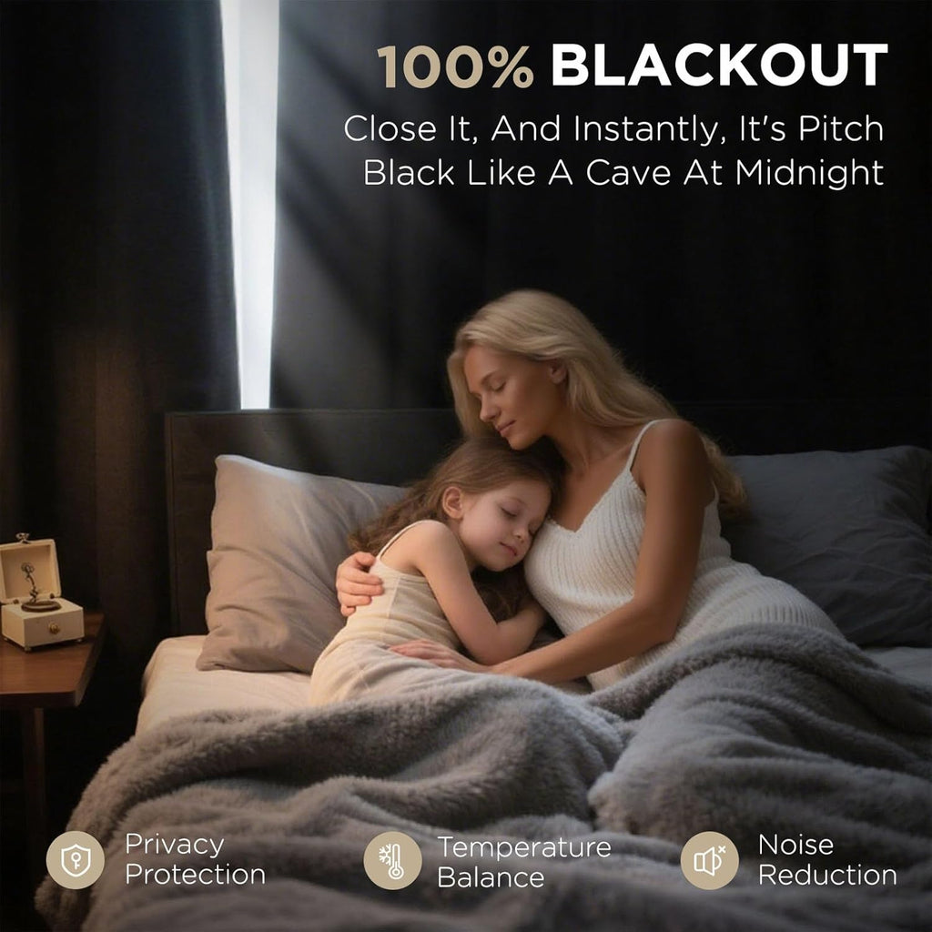 Joydeco Blackout Curtains 108 Inches Long 2 Panels Burg, Room Darkening Curtains for Bedroom, 100% Black Out Textured Thermal Drapes Privac…