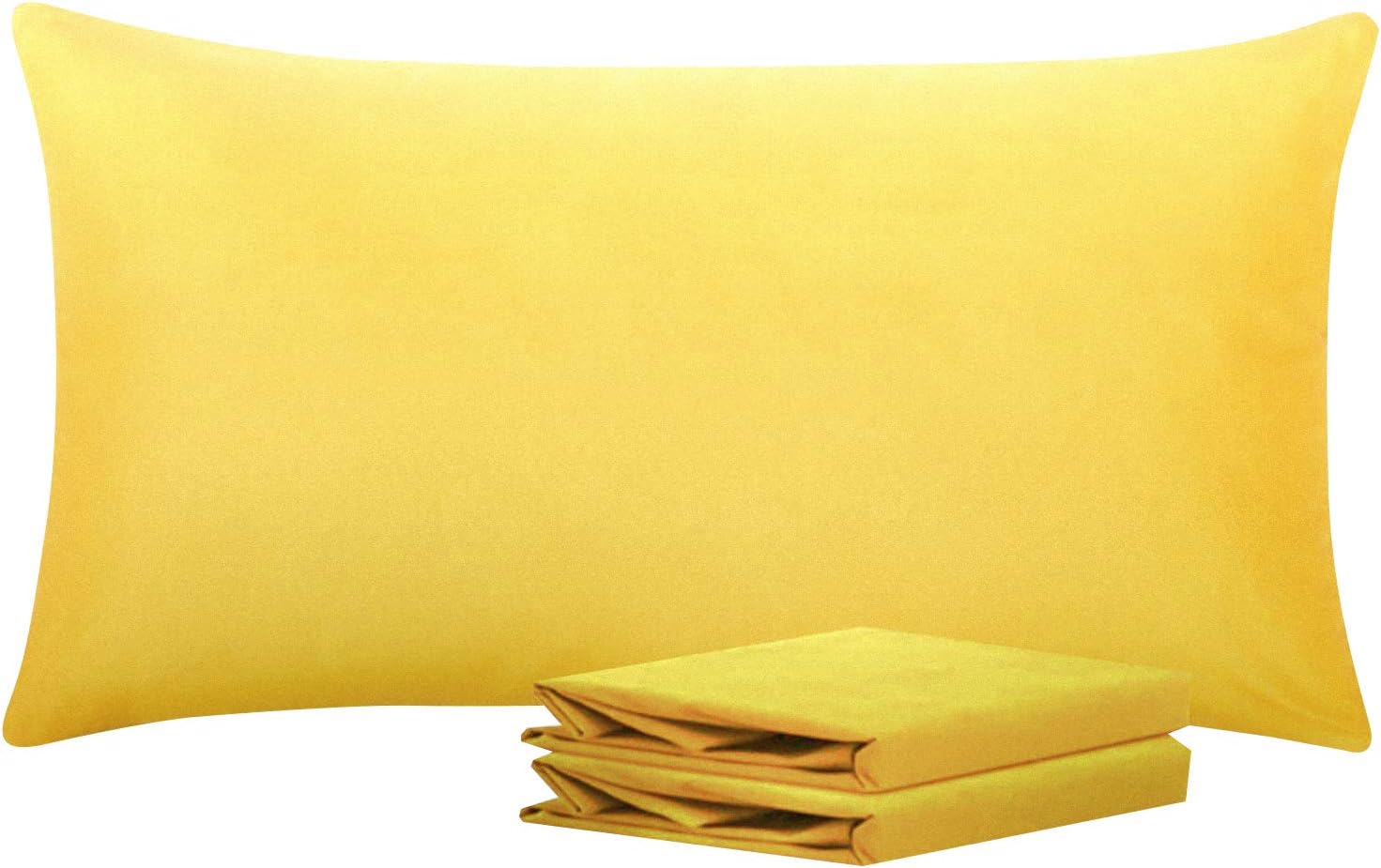 Ntbay King Pillowcase Set - 2 Pack Brushed Microfiber 20x36 Pillowcases - Soft, Wrinkle-Free, Fade-Resistant, Stain-Resistant, Yellow Pillo…