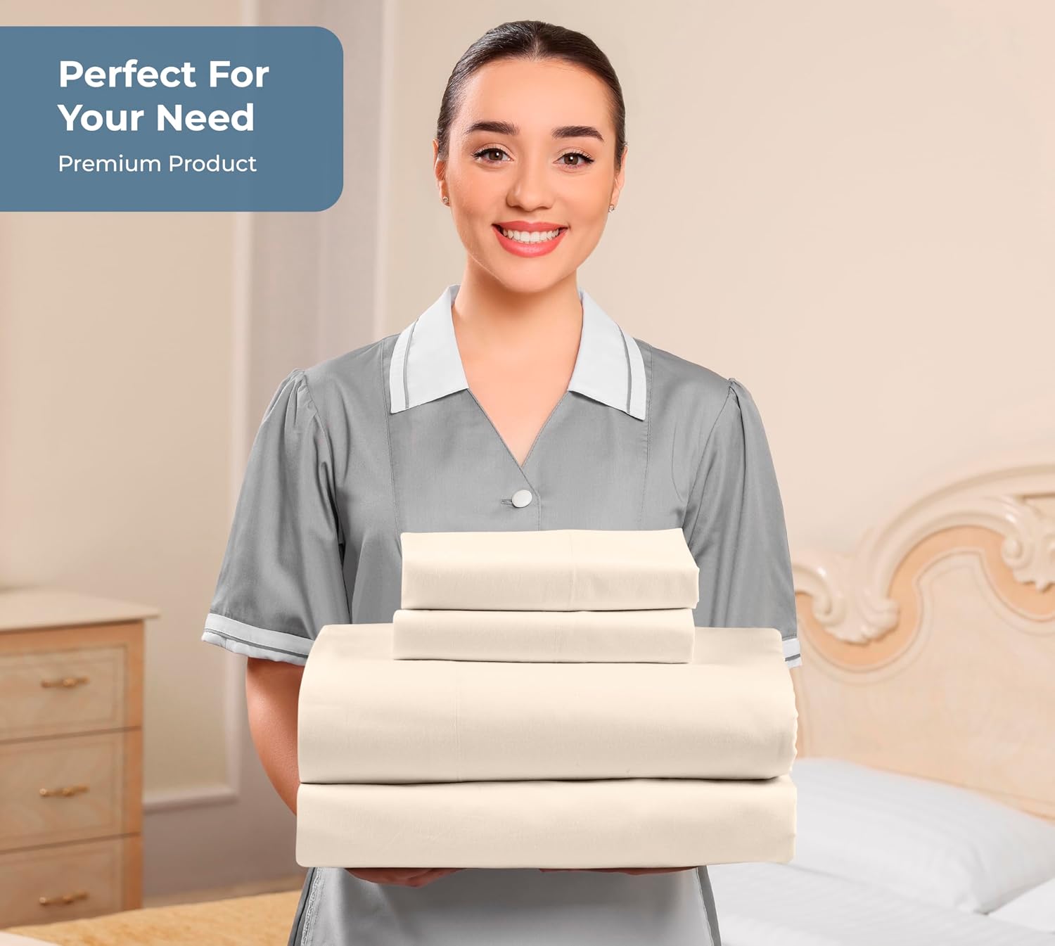 Royalelinens ROYALE LINENS 100% Organic Cotton King Sheet Set - Percale Weave - 4 Pieces Set - 1 Flat, 1 Deep Pocket Fitted Sheet and 2 Pil…