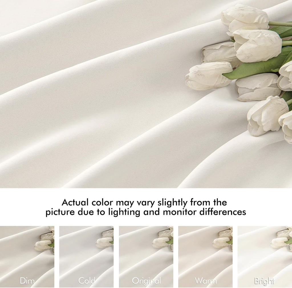 Miulee Ivory Back Tab Blackout Curtains 84 Inch Length 2 Panels Set for Living Room Bedroom Privacy, Rod Pocket/Pinch Pleat Thermal Insulat…