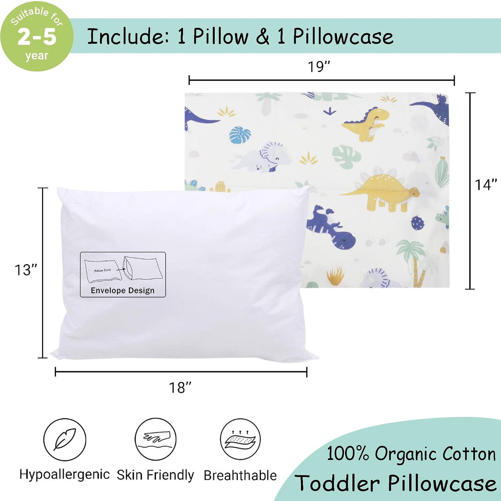 ZPECC-ABrandThatHasBeenFocusedOnBeddingFor20Years ZPECC Toddler Pillow with Pillowcase - 13x18 Organic Cotton Hypoallergenic Kids Pillow, B…