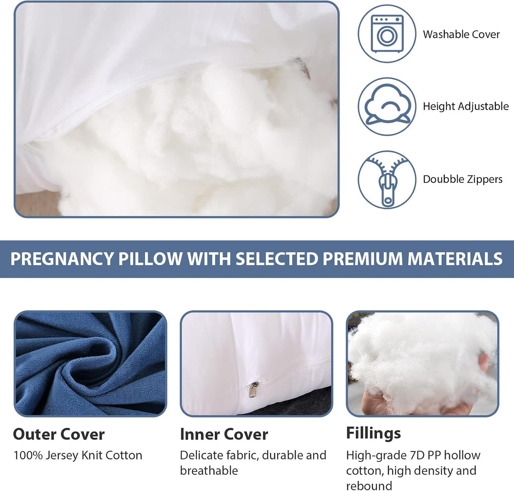 BATTOP Pregnancy Pillows for Sleeping, Body Maternity Pillow with Cooling Washable Cover, Support for Back, HIPS, Legs, Belly for Pregnant…