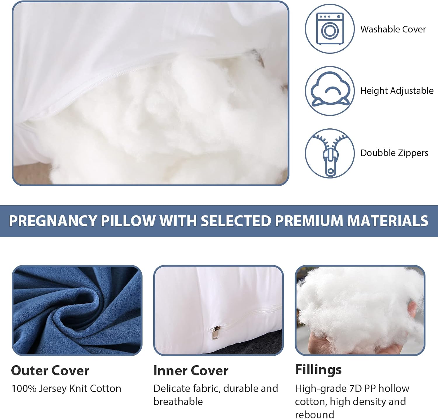 BATTOP Pregnancy Pillows for Sleeping, Body Maternity Pillow with Cooling Washable Cover, Support for Back, HIPS, Legs, Belly for Pregnant…