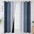 Estelartextiler Estelar Textiler Full Room Darkening Greyish White and Navy Blue Blackout Curtains 63 Inch Length 2 Panels Set, Ombre Therma…