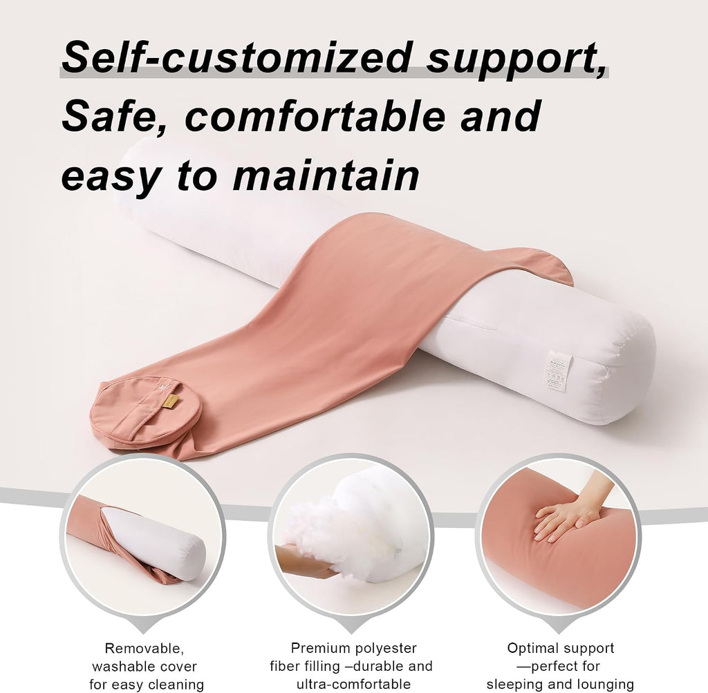 Body Pillow for Adults, Long Round Pillow, Big Cylindrical Pillow, Large Full Bolster Pillows for Side Sleepers (Blush Pink, 47.24"*7.87")