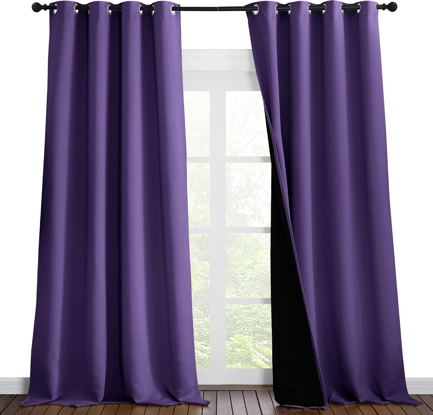 Nicetown 100% Blackout Blinds, Set of 2, 52 inches x 102 inches, Laundry Room Decor Window Treatment Curtains for Large Patio Sliding Door,…