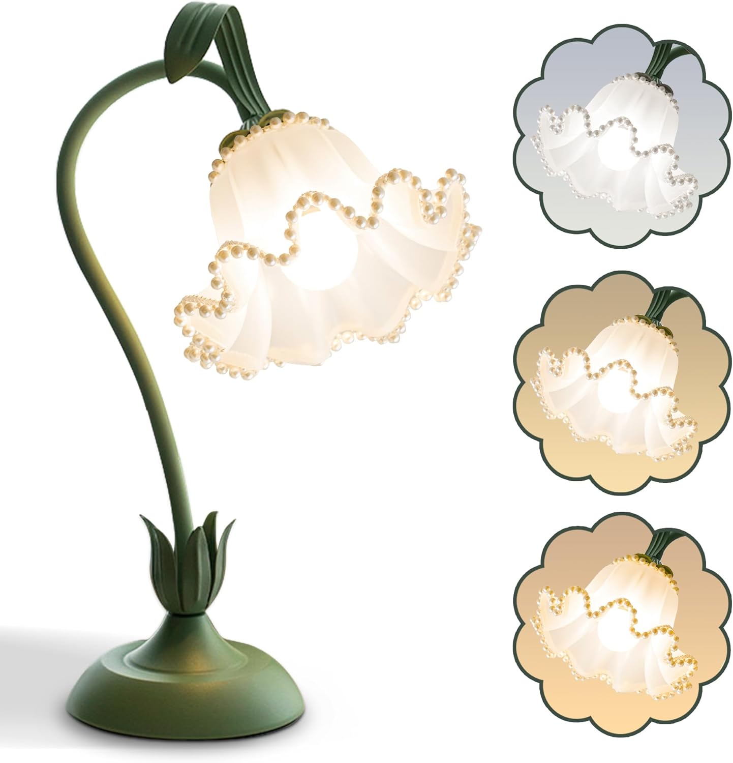 Aqdzcnf Flower Table Lamp, LED Reading Light Bedside Vintage Flower Night Light,3 Colors Modes Kawaii Bedside Lamps Decor, Living Room Bedroo…