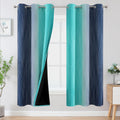 Estelartextiler Estelar Textiler Navy Blue and Teal Blackout Curtains for Living Room, Full Room Darkening Grommet Ombre Curtains for Bedro…