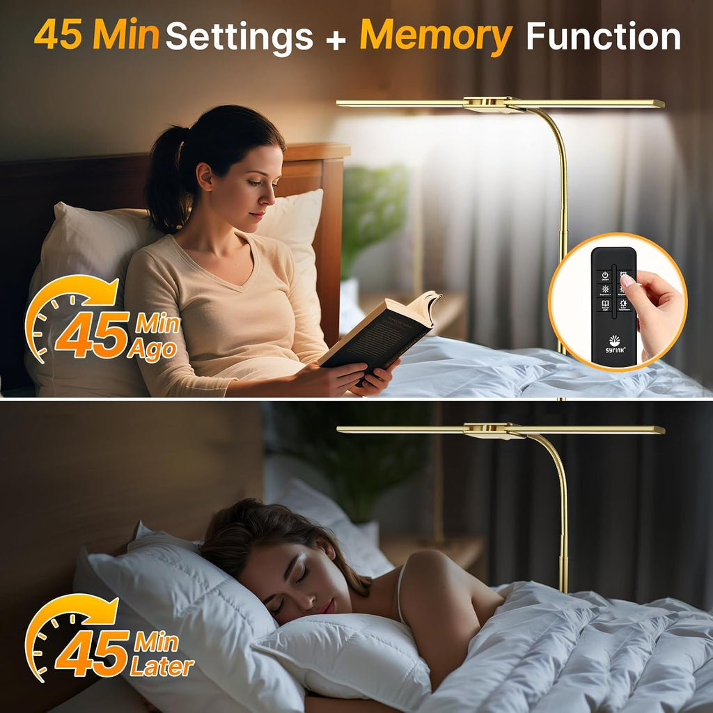Syrinx LED Floor Lamp, 18W 2000LM Bright Reading Floor Lamp for Office, Gesture & Remote Control, Dual Head Gooseneck Standing Lamp…