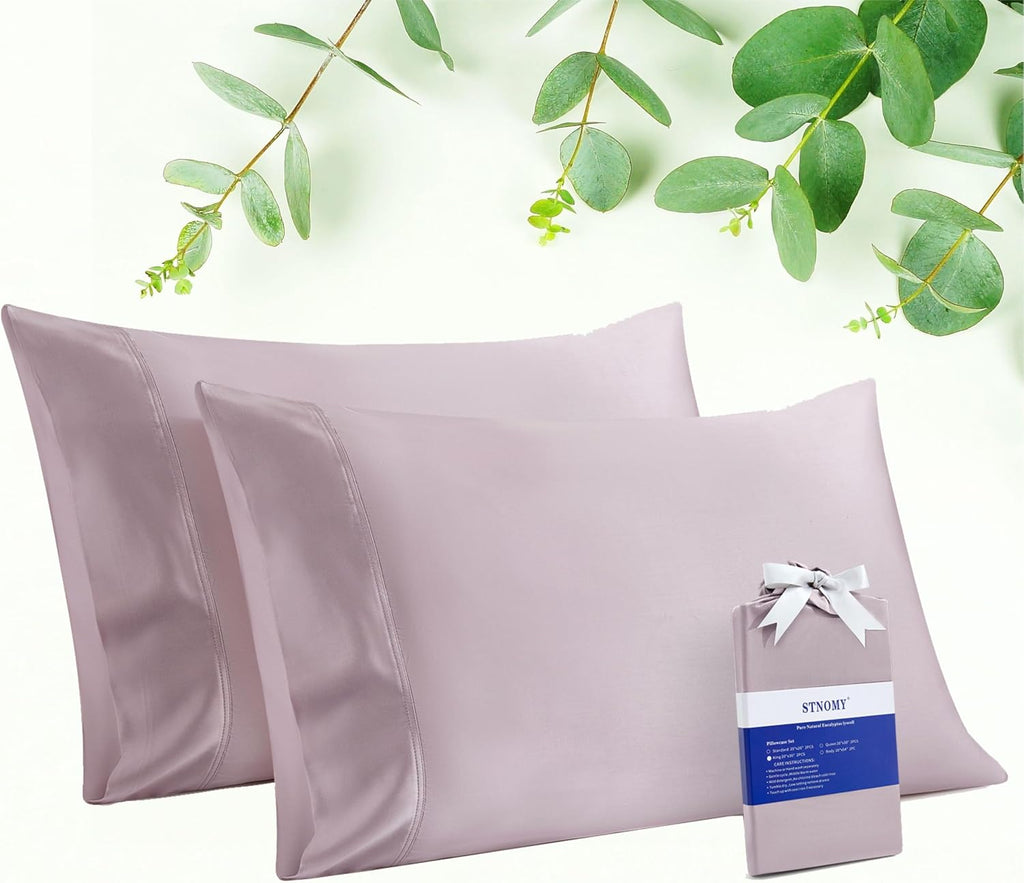 Stnomyhome 100% Eucalyptus Tencel Lyocell Cooling Pillowcase Set of 2, Moisture Wicking, Temperature Regulating, Soft &Smooth Sateen Pillow…