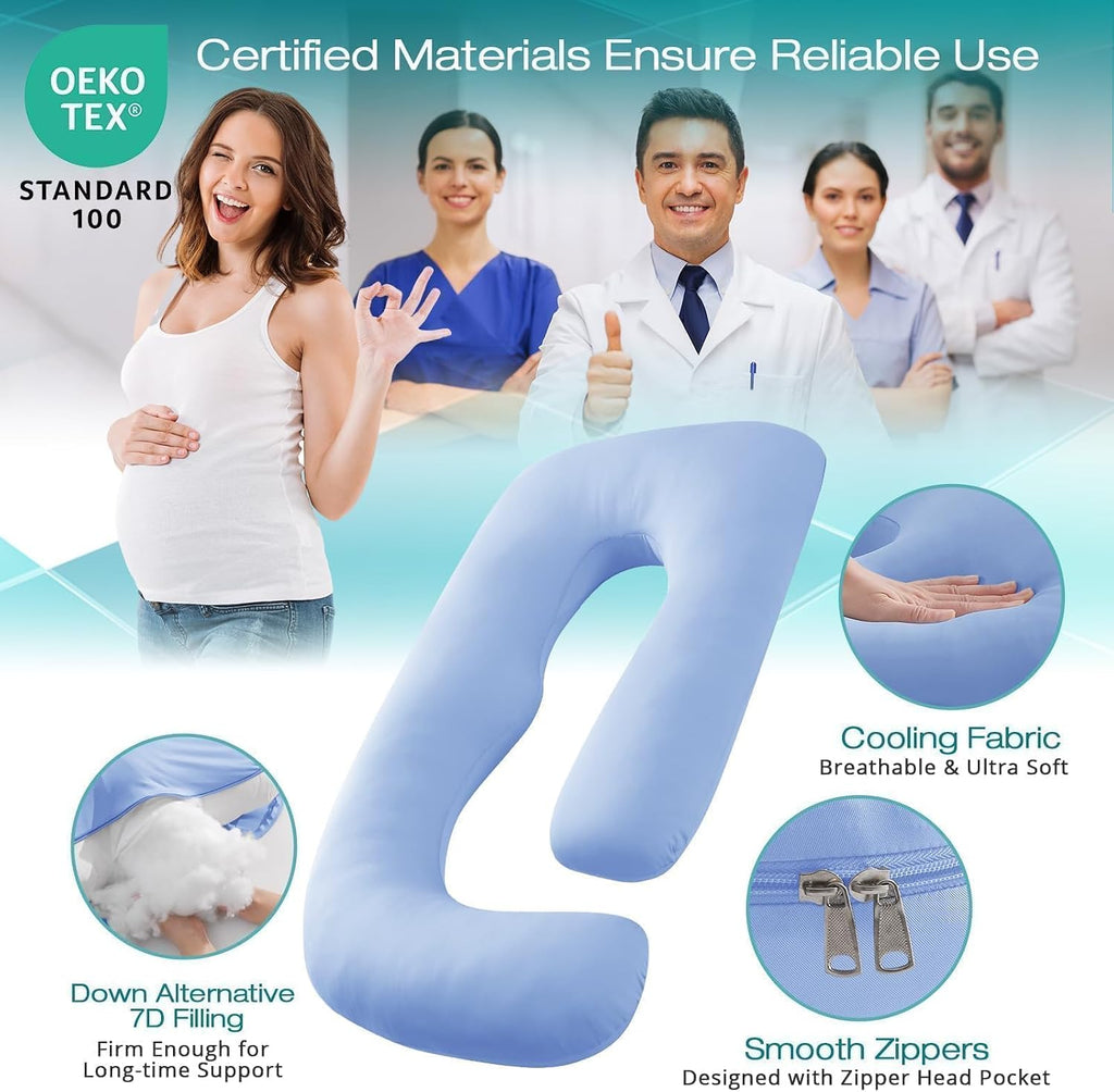 Sasttie Pregnancy Pillows for Sleeping, U Shaped Cooling Full Body Pillow with Removable Cover, Pregnant Women Must Haves, Maternity Essent…