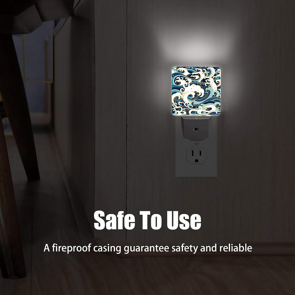 Vintage Sea Waves Dusk to Dawn Night Light, Auto Sensor Lamp Home Indoor Stairway Kitchen Corridor, Night Lights Plug into Wall Decor…